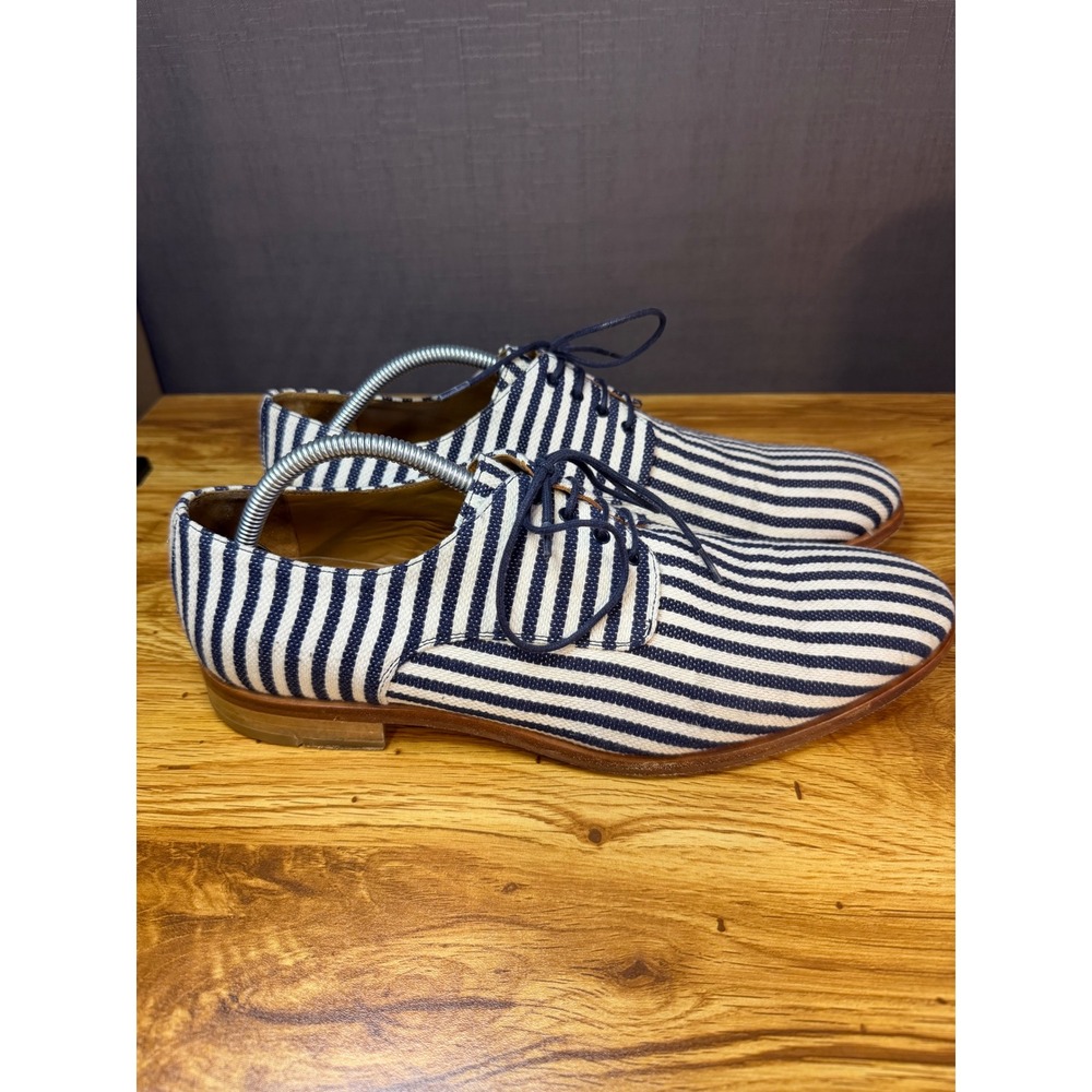 Taft Men's The Kennedy Striped Canvas Derby Shoes Navy White Size US 11
